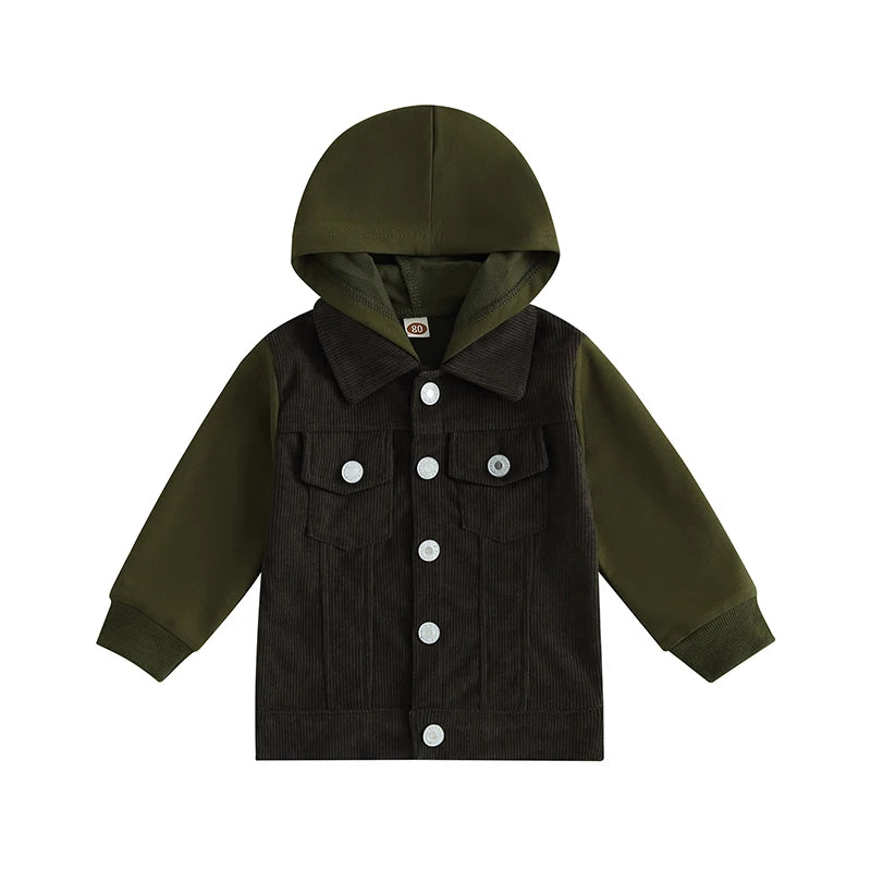 2023-06-22 Lioraitiin 0-4Years Toddler Boy Girl Fall Corduroy Jacket Casual Long Sleeve Button Down Lapel Coat Hoodie Outwear