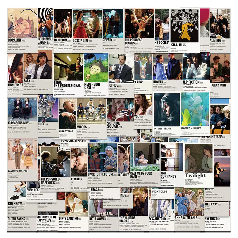 64Pcs Classic Movie Anime Stickers Mixed Mini Poster DIY Phone Laptop Luggage Scrapbook Car Graffiti Gift Small Sticker