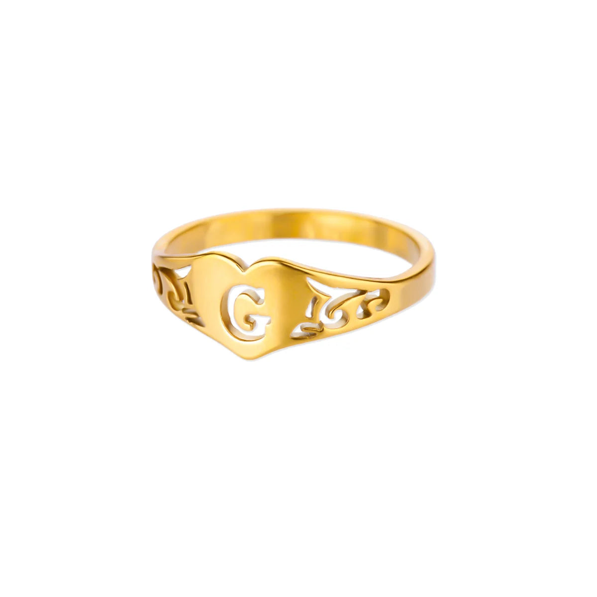 Initial A-Z Letter Rings For Women Gold Color Stainless Steel Heart Alphabet Name Finger Ring Punk Birthday Jewelry Gift Femme