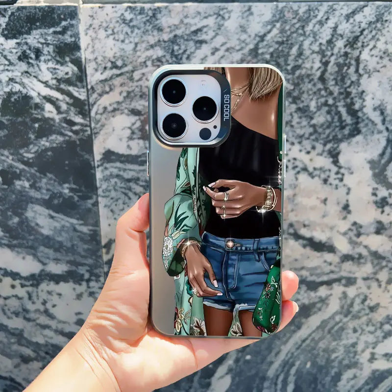 Girl Boss Female Coffee Phone Case For iPhone 15 14 Plus Pro Max 17 16 13 Mini 12 11 Pro Max Pattern Shockproof Laser Covers