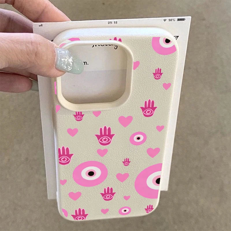Pink Hamsa Evil Eye Pattern Phone Case