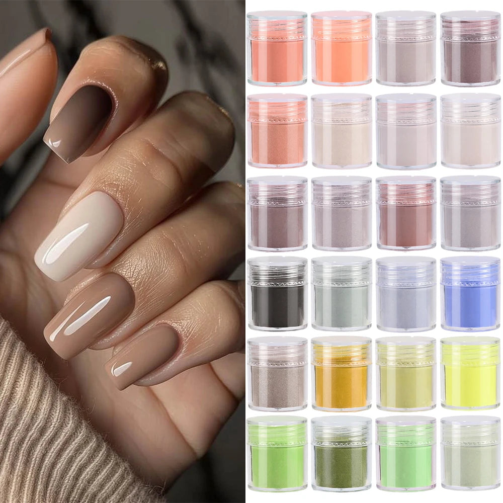 24Pcs/Set Nail Acrylic Powder Multi-Colors Professional Nails Crystal Pigment Dust for Nail Art Extension Carving Dipping Powder