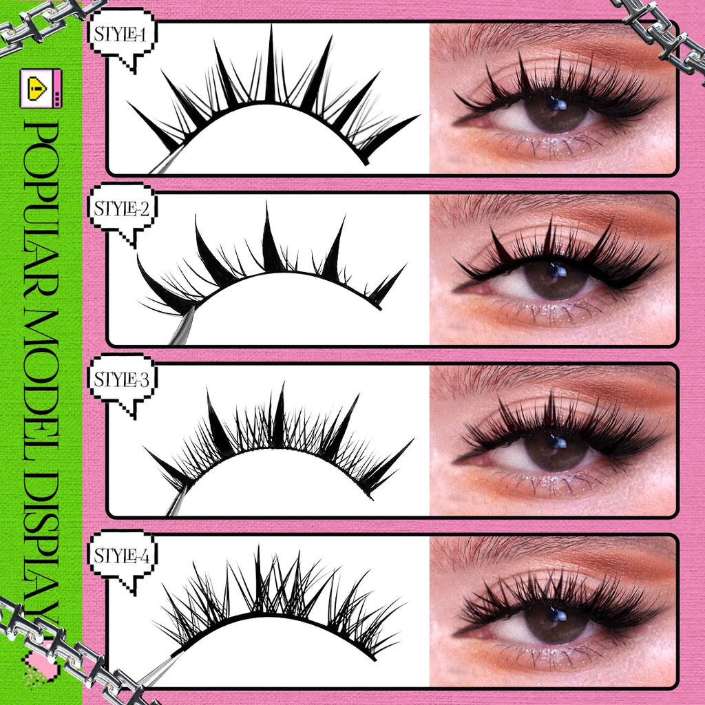 GROINNEYA Manga Lashes Mixed style 5/9/20 Pairs 3D 6D 8D Mink Lashes Natural Eyelashes Soft Cross Wispy False Eyelashes Eyelash