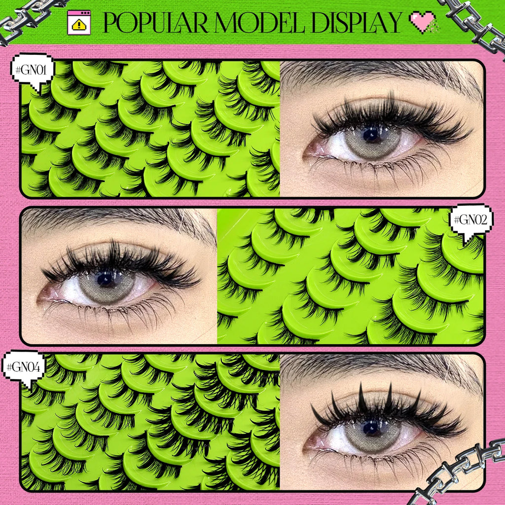 GROINNEYA Manga Lashes Mixed style 5/9/20 Pairs 3D 6D 8D Mink Lashes Natural Eyelashes Soft Cross Wispy False Eyelashes Eyelash