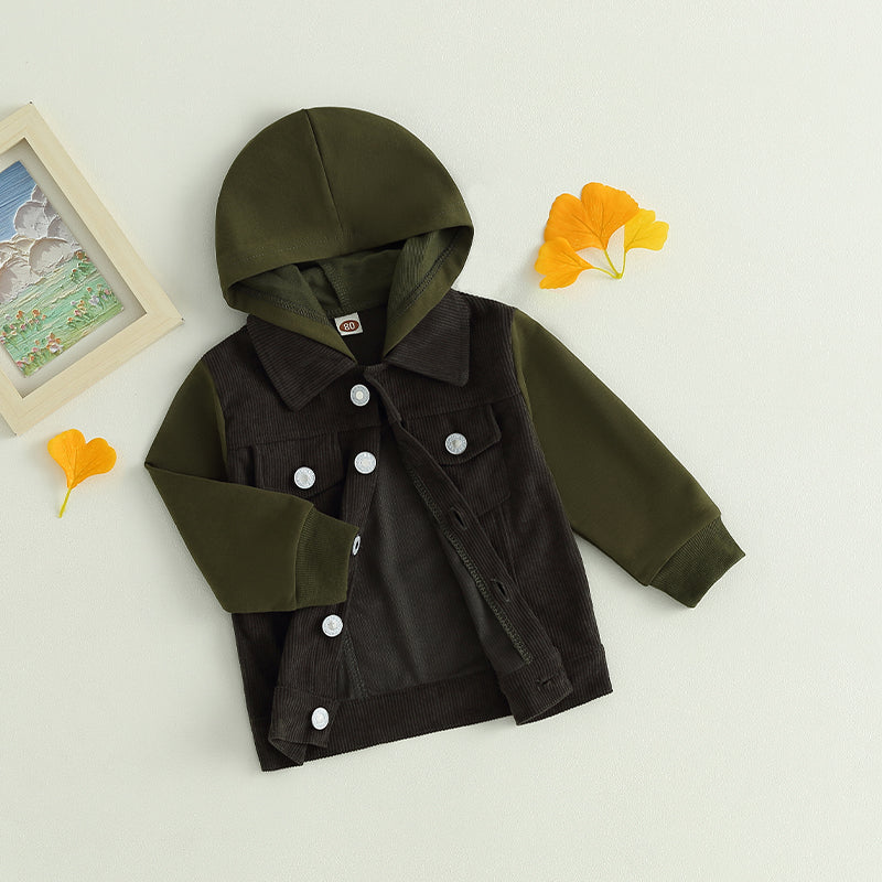 2023-06-22 Lioraitiin 0-4Years Toddler Boy Girl Fall Corduroy Jacket Casual Long Sleeve Button Down Lapel Coat Hoodie Outwear