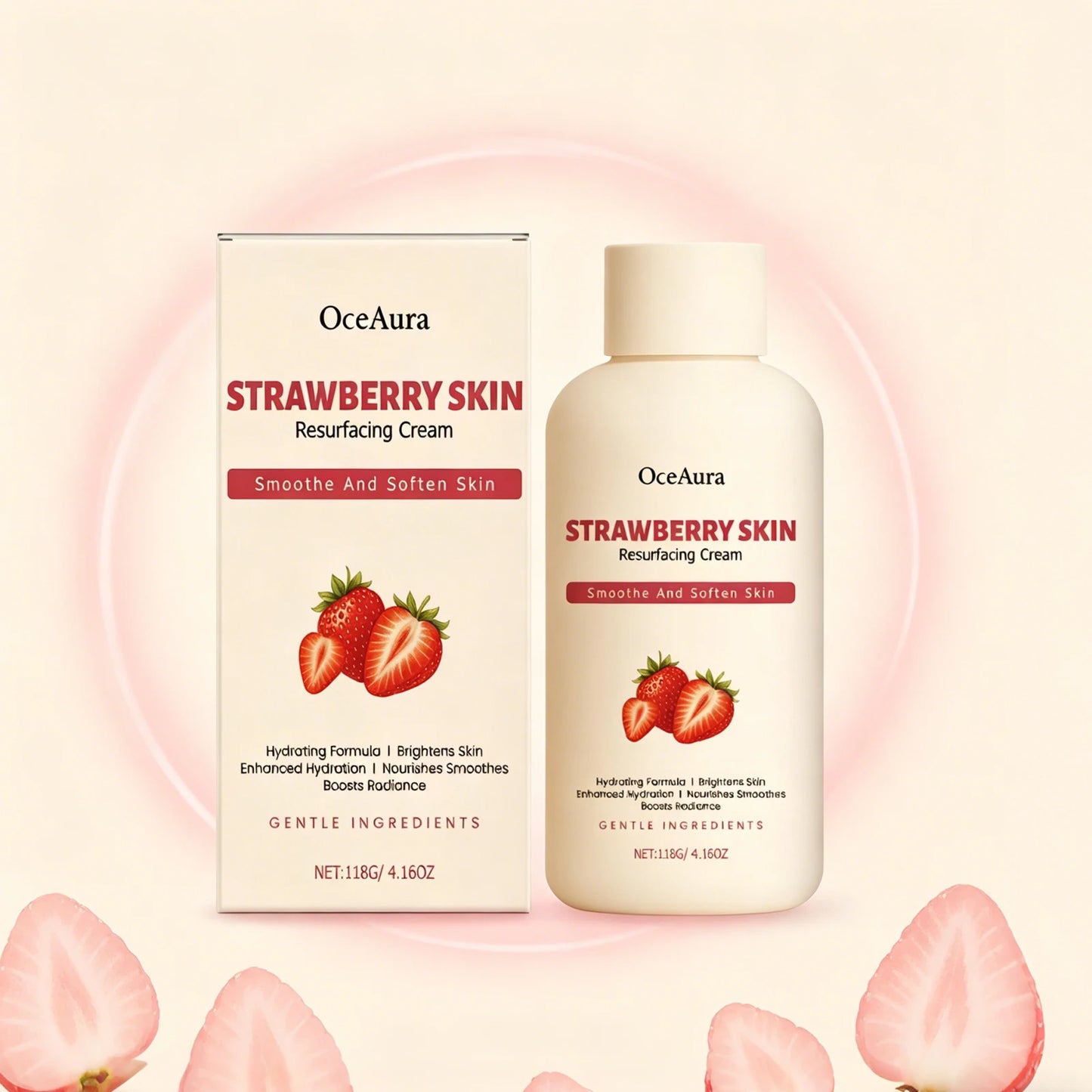 OceAura 118g Strawberry Body Cream Moisturizes Dry Skin Softeners Rough Hydrating Skin Body Moisturizer