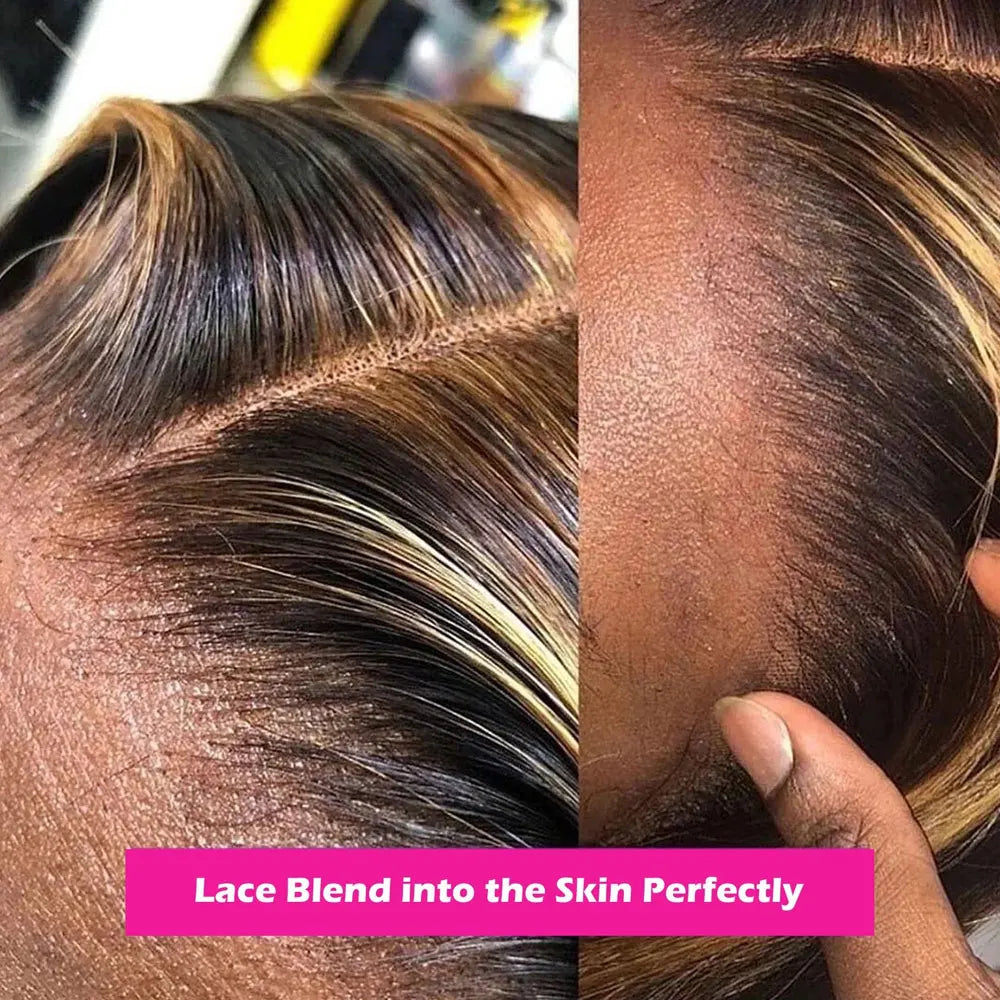 250% Density Highlight Colored 13x4 Lace Frontal Human Hair Wig Brazilian 4/27 Deep Wave Human Hair Wigs For Women Pre Plucked