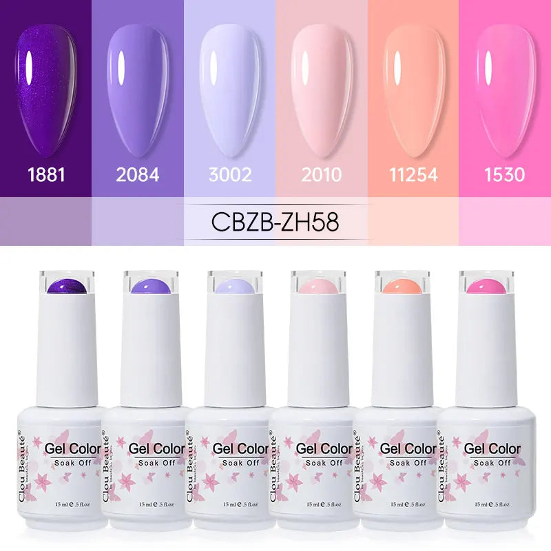Clou Beaute 6/8pcs 15ml UV Nail Gel Colors Polish Set Summer Pretty Sugar Pink Red Neon Professional Nail Art Manicure Kit Gift