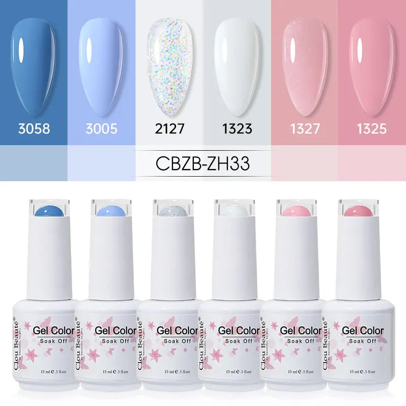 Clou Beaute 6/8pcs 15ml UV Nail Gel Colors Polish Set Summer Pretty Sugar Pink Red Neon Professional Nail Art Manicure Kit Gift