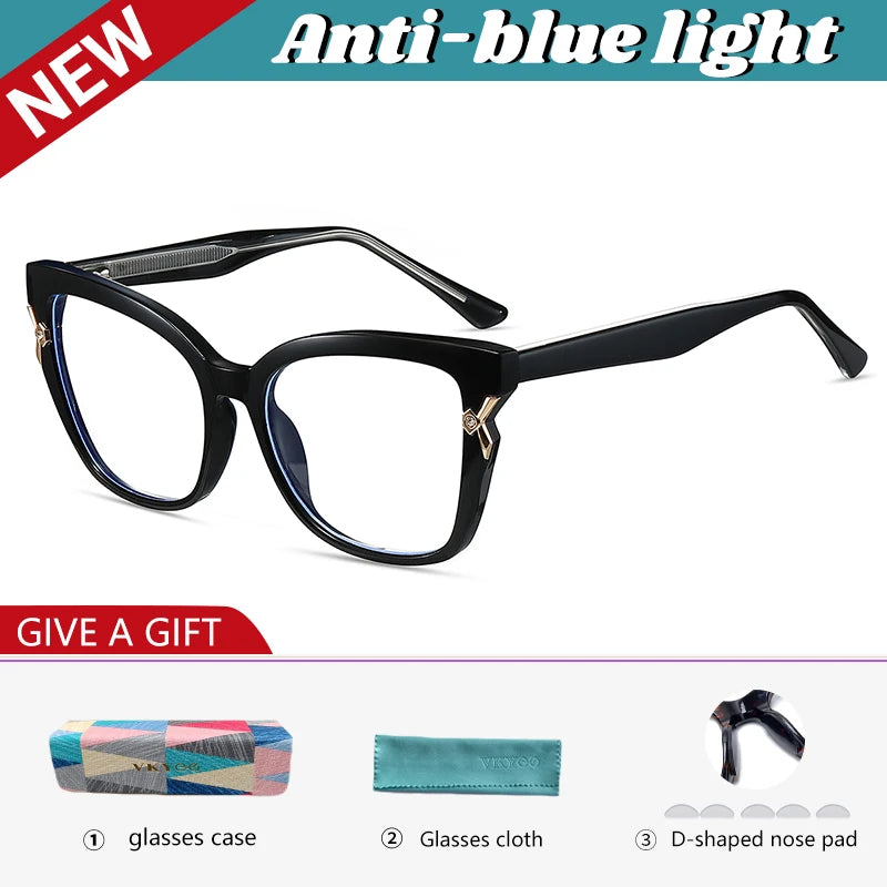 VICKY New Fashion Butterfly Square Frame Personalized Design Blue Light Reading Glasses Can Be Customized Prescription 87312