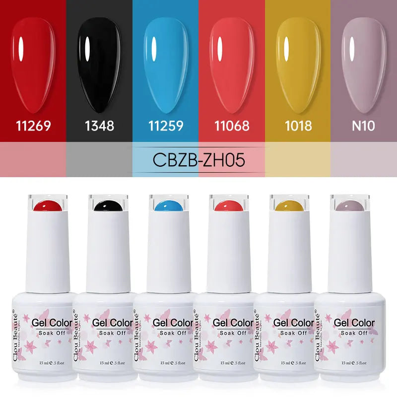 Clou Beaute 6/8pcs 15ml UV Nail Gel Colors Polish Set Summer Pretty Sugar Pink Red Neon Professional Nail Art Manicure Kit Gift