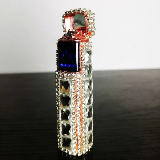 Rhinestone Touch Screen Lighter With Diamond Usb Charging Mute Cigarette Lighter Personality Ladies Lighter Windproof Gadget
