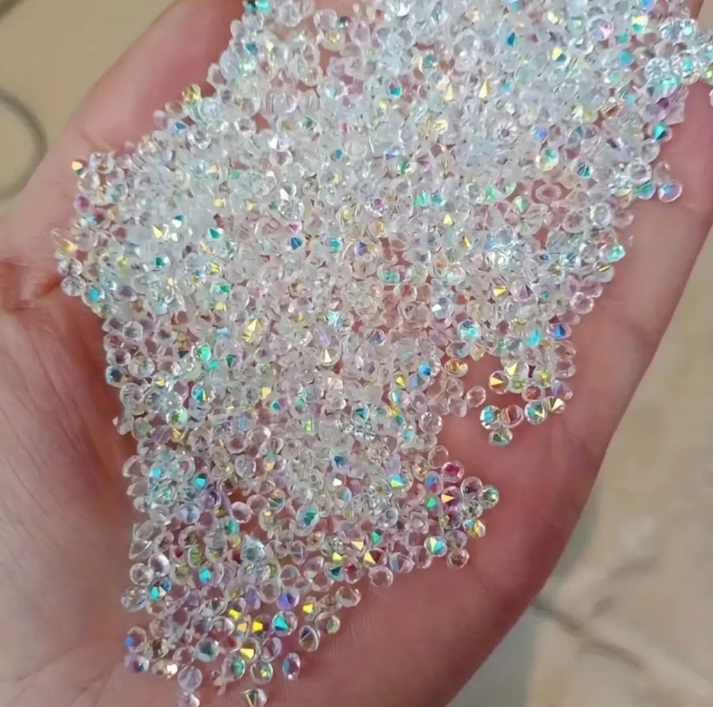 1Bag Aprox.1400Pcs Mini Nail Rhinestones Micro 1.2mm Nail Sand Pixie Crystals Iridescent AB Bling Tiny Sugar Beads Nail Charms *