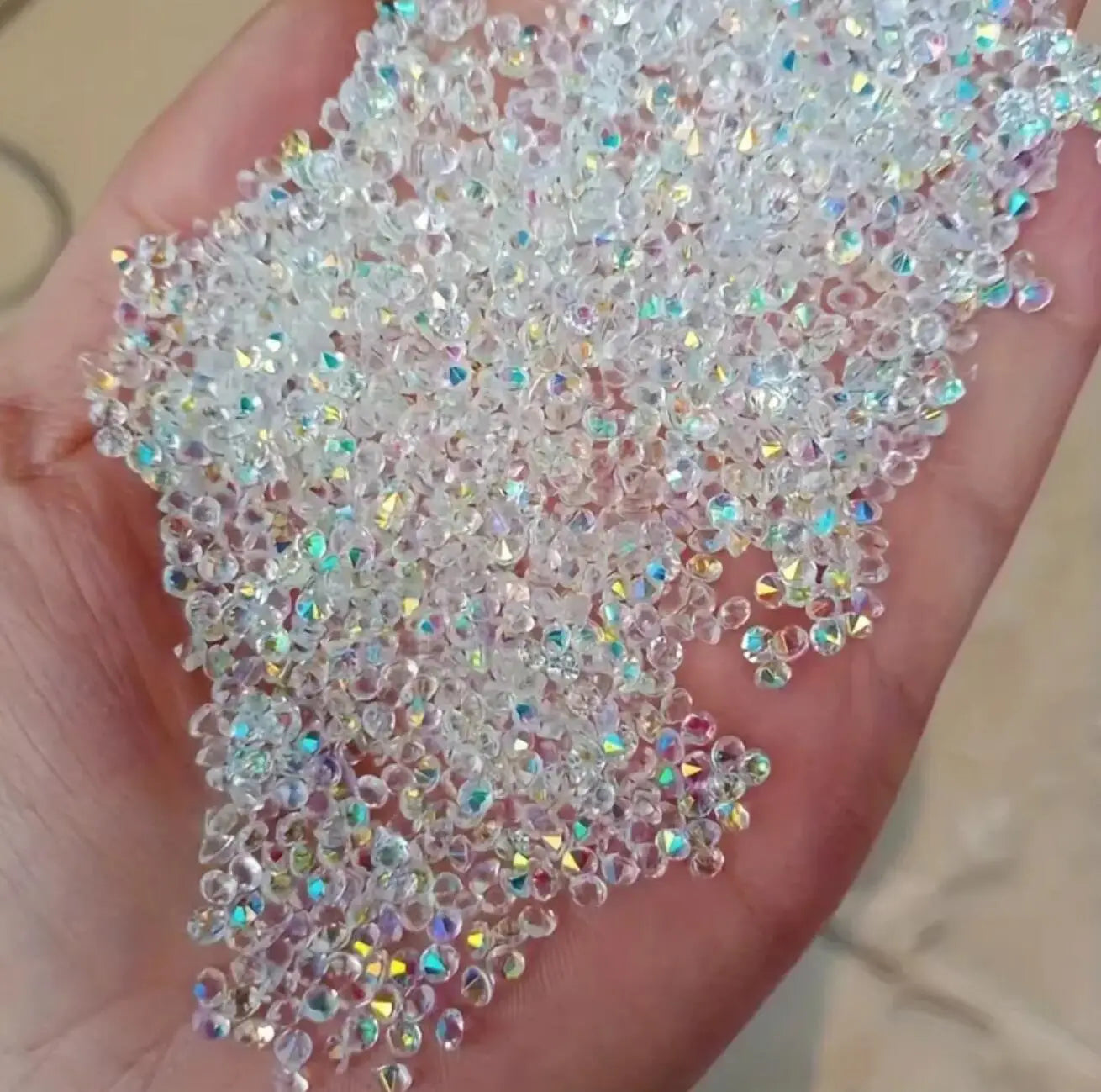 1Bag Aprox.1400Pcs Mini Nail Rhinestones Micro 1.2mm Nail Sand Pixie Crystals Iridescent AB Bling Tiny Sugar Beads Nail Charms *