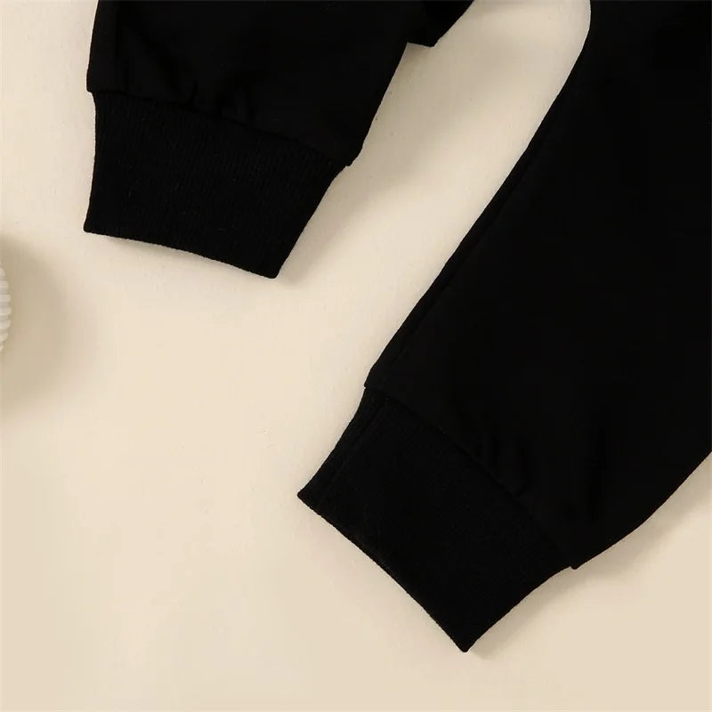 Pudcoco Infant Newborn Baby Boy Fall Outfit Letter Print Long Sleeve Sweatshirt Elastic Waist Pants with 3D Bow 2 Piece Set 0-3T