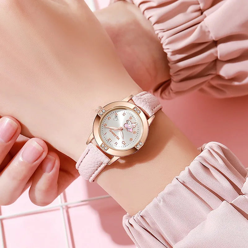 Sanrio Hello Kitty Watch Kawaii Kuromi Cinnamoroll Quartz Casual Fashion Melody WristWatch Women Kid Girl Children Gift