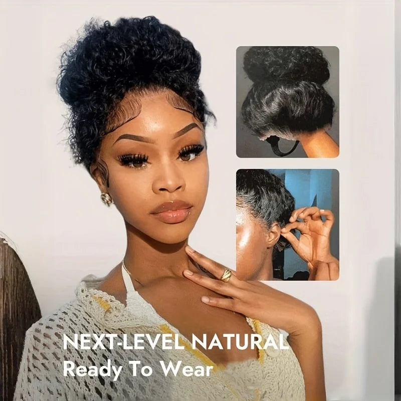 Lafino 250 Density HD Invisi Strap 360 Full Lace Frontal Kinky Curly Wig 40 inch Human Hair Drawstring Snug Water Wig Glueless