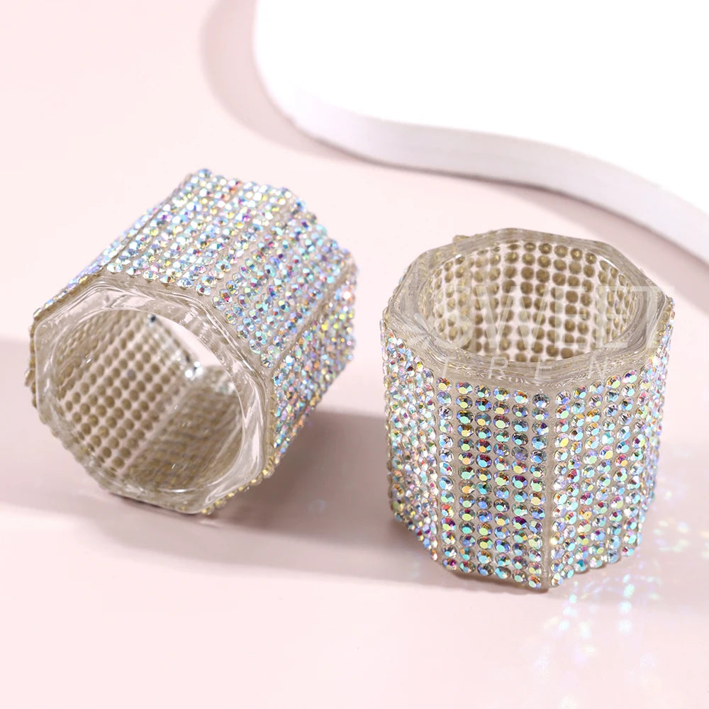 SWEET TREND-1pc Crystal Glass AB Diamond Acrylic Nail Cup Nail Brushs  Powder Liquid Dappen Dish Cup Cleaning Container Tools