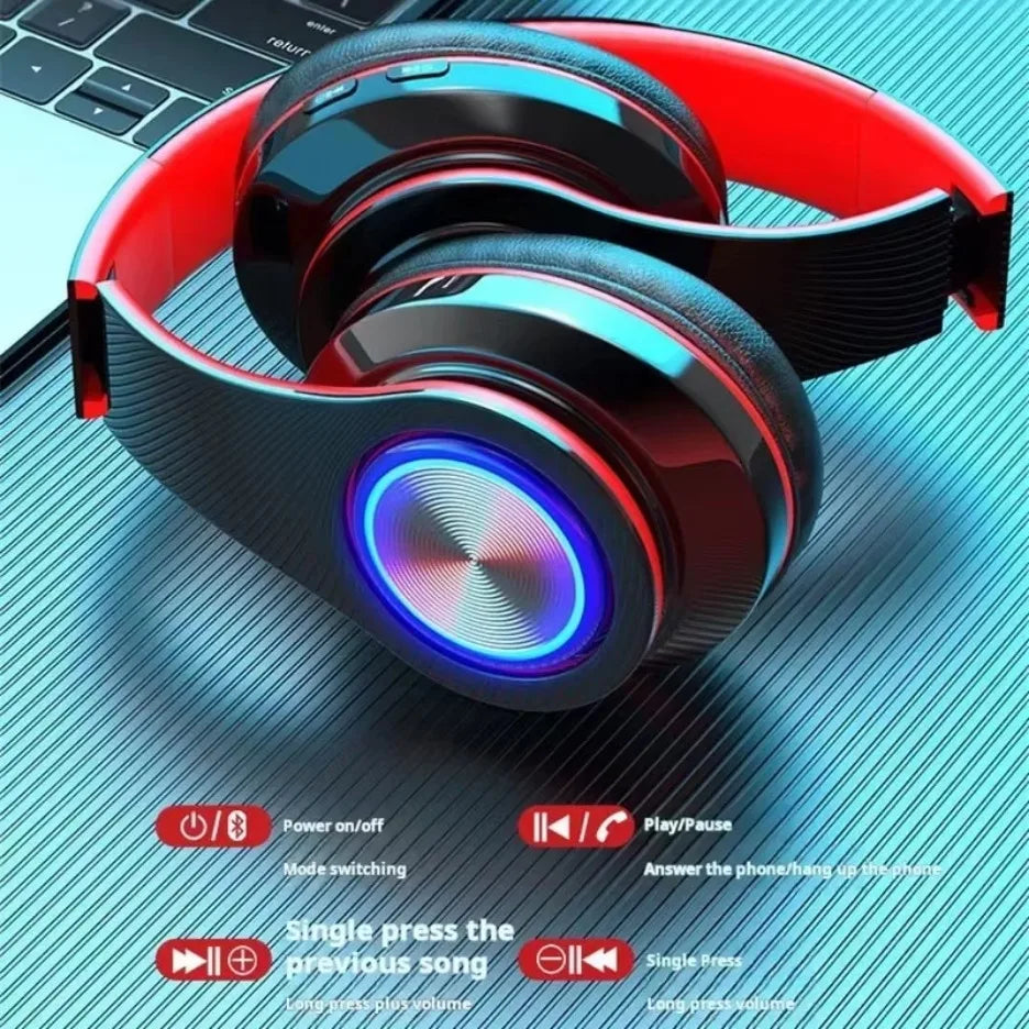 Wireless Gaming Headset with Colorful LED Lights