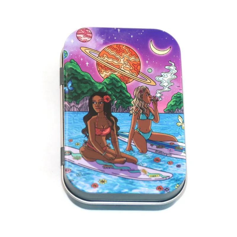1 Pc Tinplate Jewelry Candy Coin Key Organizer Cigarette Case - Rectangle Container Tobacco Storage Smoking Accessories