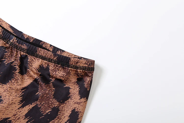 Kliou Leopard Print 2 Piece Set Woman Autumn Trend o-Neck Full Sleeve T-Shirts+Skinny Long Pants Street Fashion Wild Style Suits