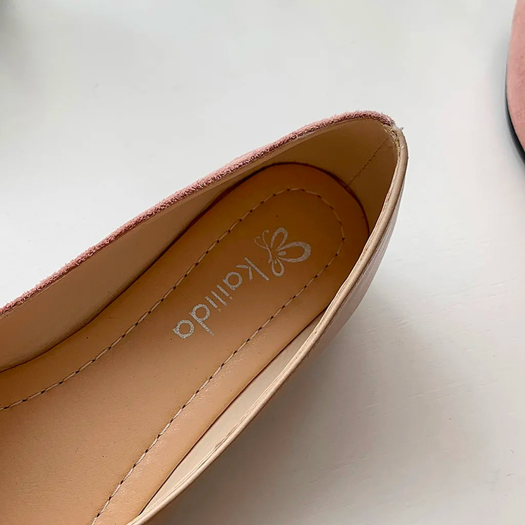 Pointed Toe Flat Shoes Women Solid Patchwork Slip On Shoes Casual Breathable Ballet Flats Daily All-Match Comfort Loafers Shoes