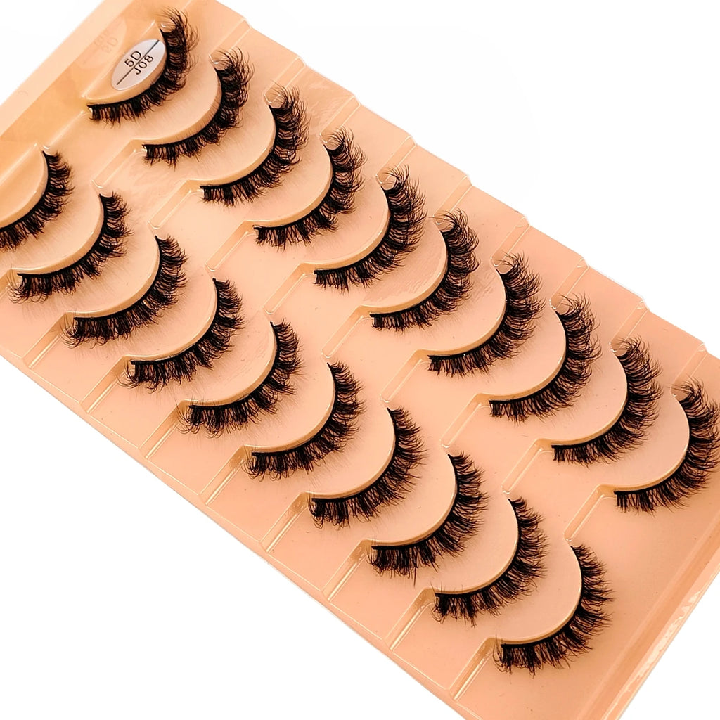 HBZGTLAD 10 Pairs Faux Mink Eyelashes Handmade False Eyelashes Natural Nude Makeup Simulation Cross Messy Eye 3D Curly Eyelashes