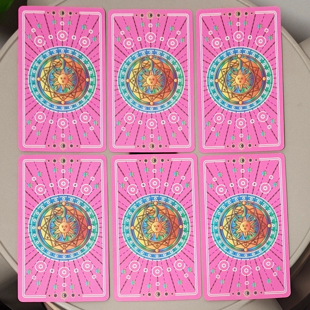 Pink Neon Tarot Deck - 10.3*6cm 78 Classic Rider-Waite Smith Cards Vibrant Trippy Design