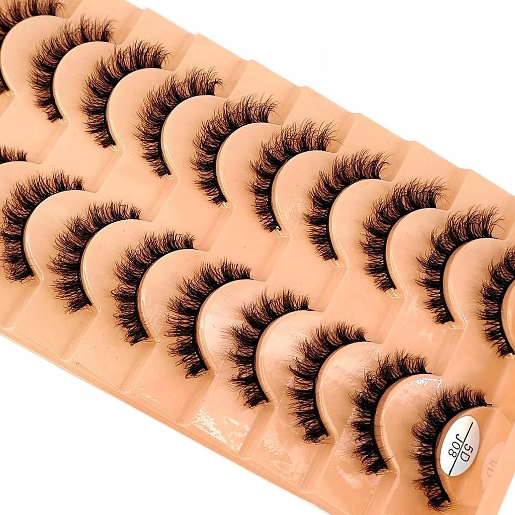 HBZGTLAD 10 Pairs Faux Mink Eyelashes Handmade False Eyelashes Natural Nude Makeup Simulation Cross Messy Eye 3D Curly Eyelashes
