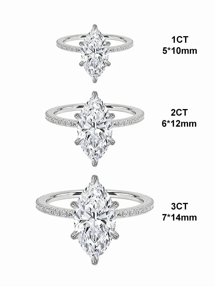 925 Sterling Silver Simple Classic 2 Carat Marquise Zircon Ring For Women Engagement Wedding Luxury High Quality Fine Jewelry