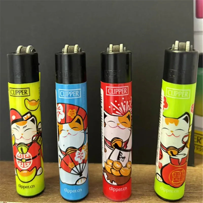 new 4pcs CLIPPER Lighter Retro Grinding Wheel Open Flame Lighter New Inflatable Lighter Cigarette Accessories Men's Small Gifts