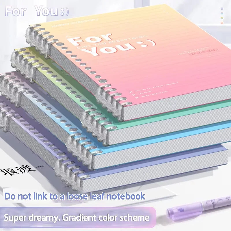 Little Fresh B5 Loose-leaf Notebook Gradient Detachable Thickened Notebook Binder Lined Book Spiral Note Book School Supplies