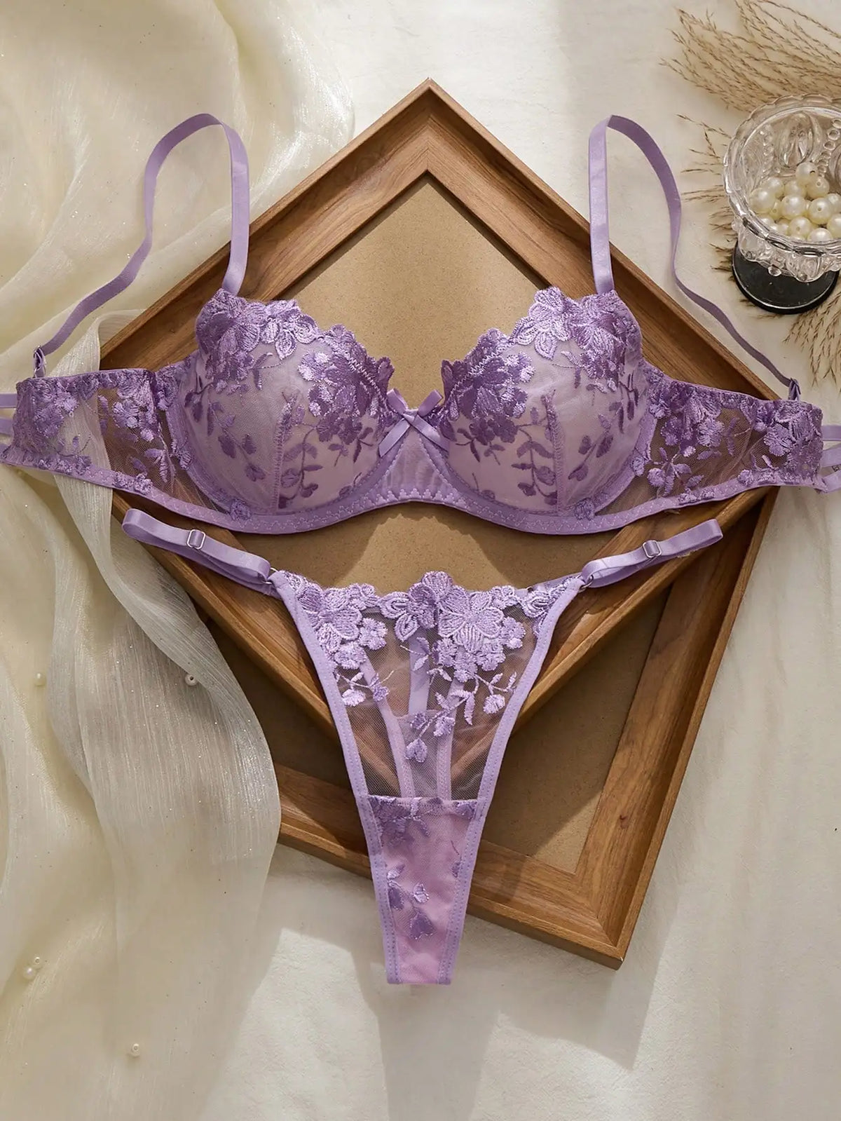 Mesh Floral Lace Lingerie Set