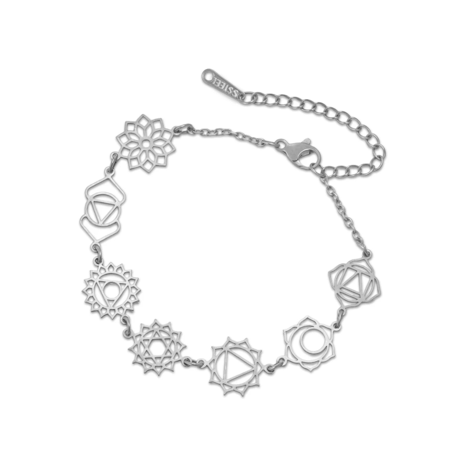 Cazador Yoga 7 Chakra Flower Charms Women's Bracelets Stainless Steel Gold Color Jewelry Hand Bracelet Meditation Amulet Gifts