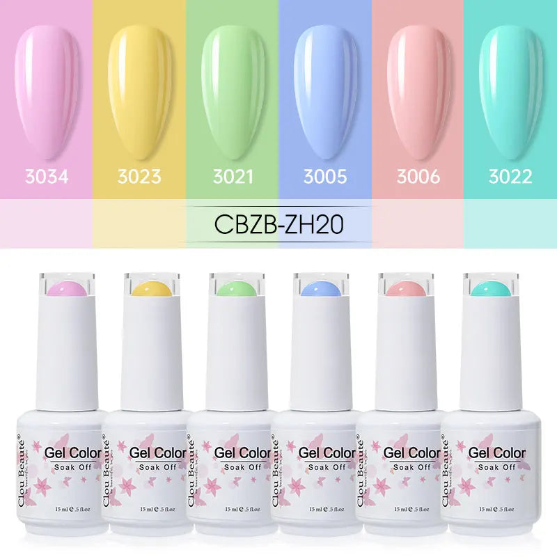 Clou Beaute 6/8pcs 15ml UV Nail Gel Colors Polish Set Summer Pretty Sugar Pink Red Neon Professional Nail Art Manicure Kit Gift