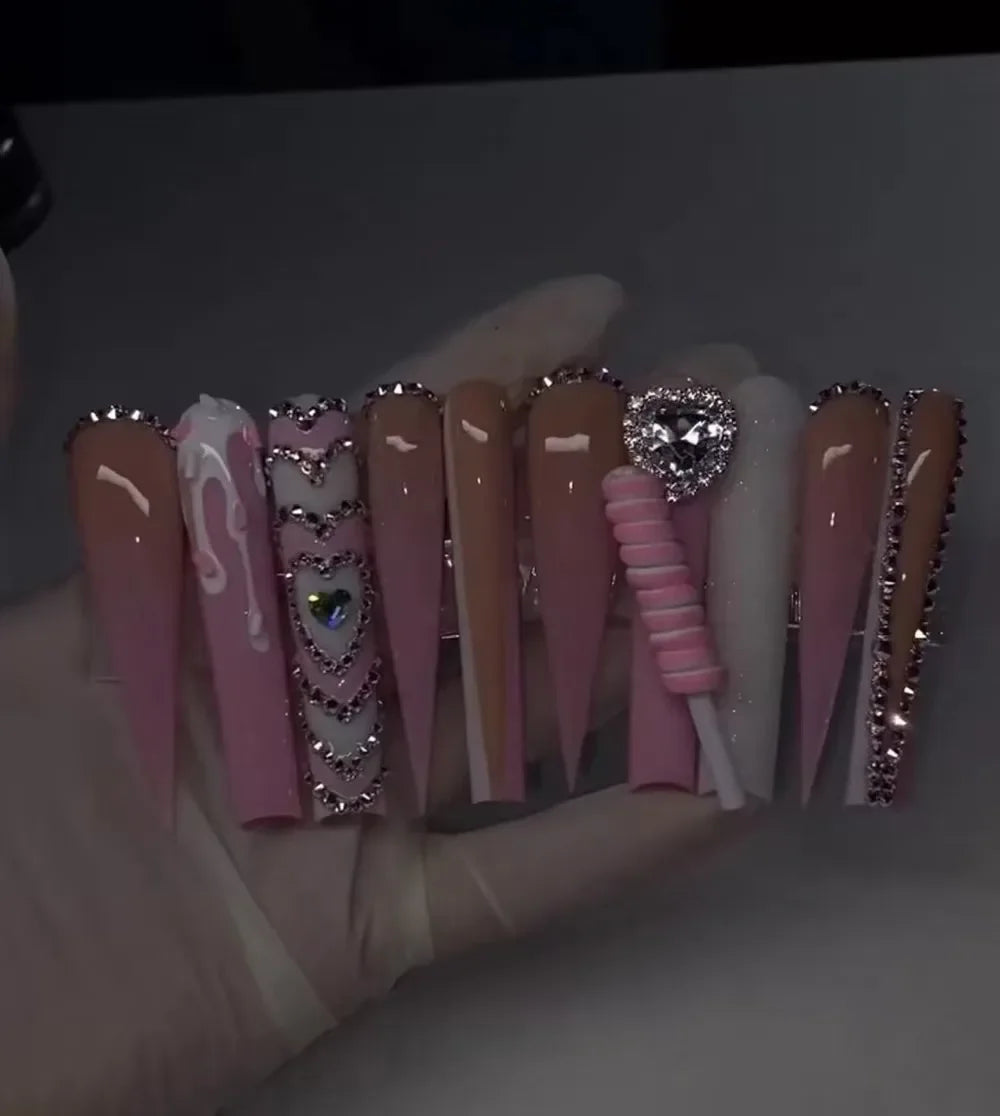 Xxxl Extra Long Quadrate Nail Art Butterfly Angel Diamond Coffin Stiletto False Nails Customizable Nail Party Stickers