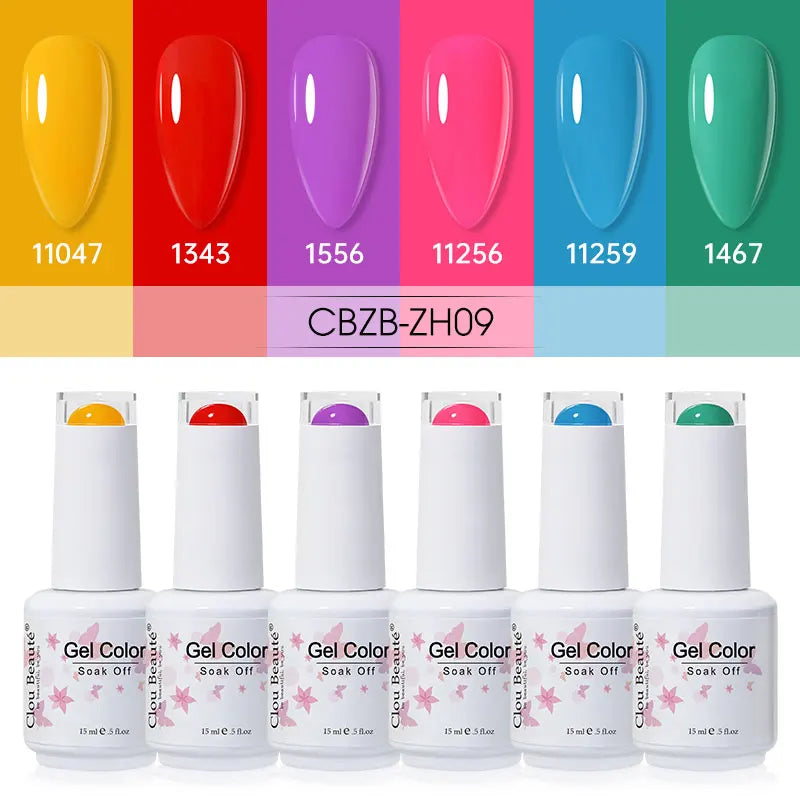 Clou Beaute 6/8pcs 15ml UV Nail Gel Colors Polish Set Summer Pretty Sugar Pink Red Neon Professional Nail Art Manicure Kit Gift