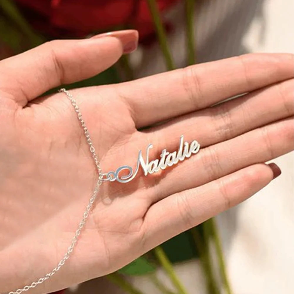 Custom name necklace Stainless Steel Personalized Privatecustom Gold Color Nameplate Pendant Choker For Women Special Gift