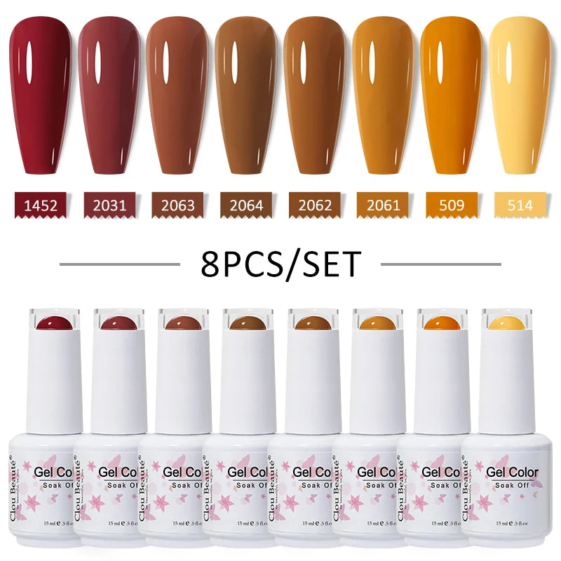 Clou Beaute 6/8pcs 15ml UV Nail Gel Colors Polish Set Summer Pretty Sugar Pink Red Neon Professional Nail Art Manicure Kit Gift