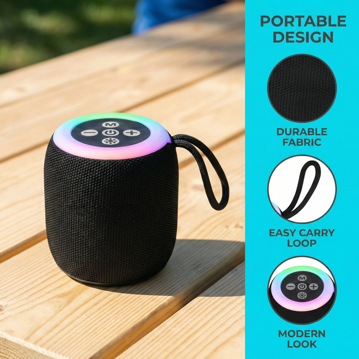 Portable Bluetooth Speaker ,Wireless Speakers with Lights, Travel Essentials Valentines Birthday Gifts for Men Women Boys Girls