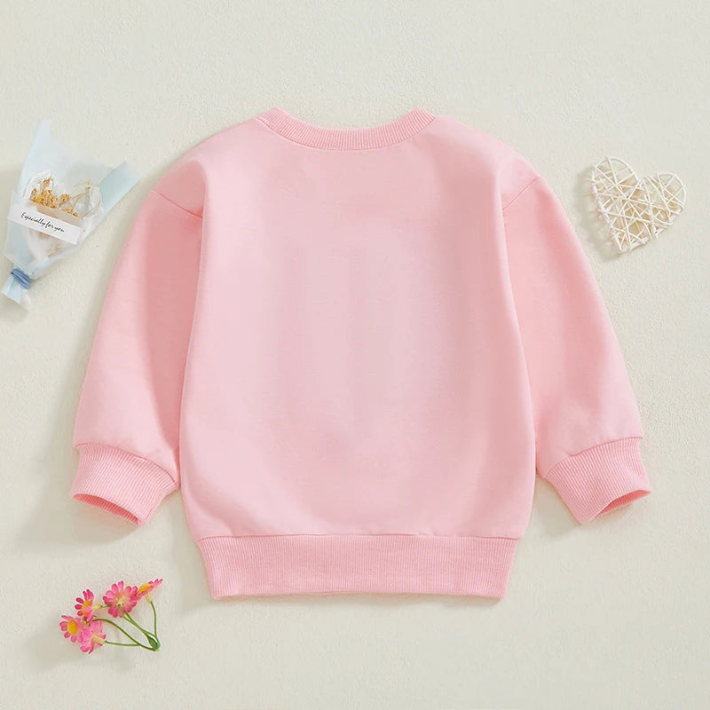 2024-10-11 Lioraitiin 6M-4Y Kids Girls Valentines Day Sweatshirt Long Sleeve Crew Neck Embroidery Letters Pullover Hoodie Tops