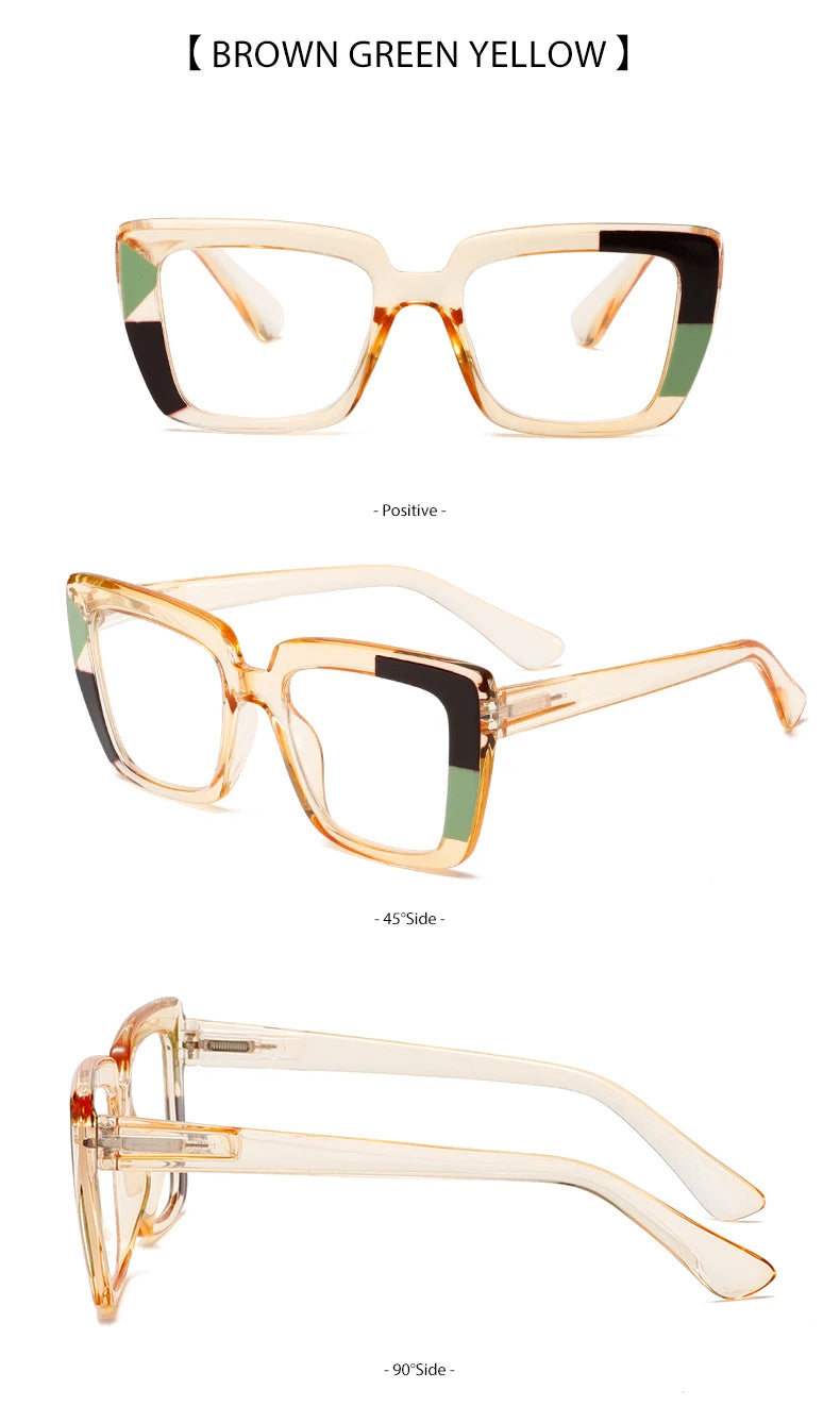 Three pairs of stylish and comfortable large-framed reading glasses, blue light protection, suitable for both men and women