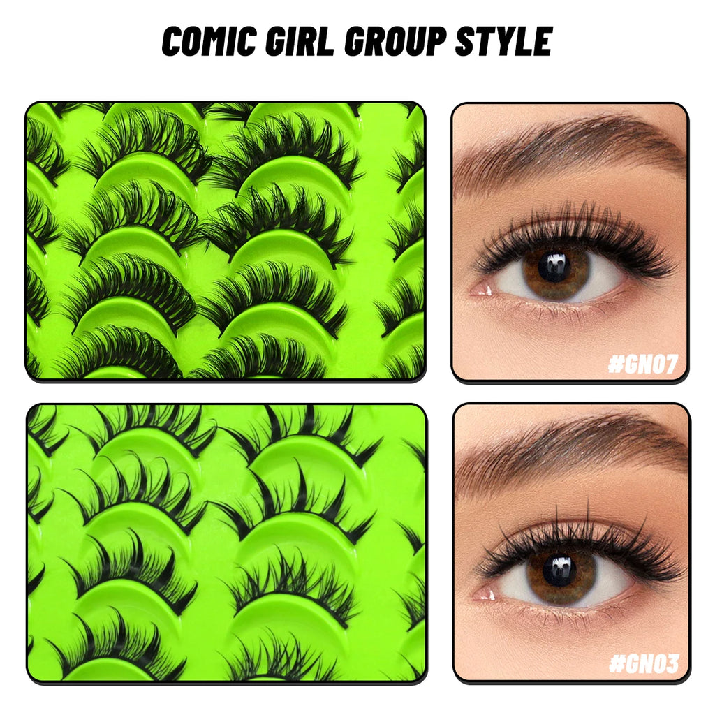 GROINNEYA Manga Lashes Mixed style 5/9/20 Pairs 3D 6D 8D Mink Lashes Natural Eyelashes Soft Cross Wispy False Eyelashes Eyelash