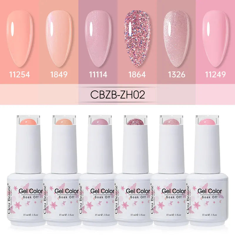 Clou Beaute 6/8pcs 15ml UV Nail Gel Colors Polish Set Summer Pretty Sugar Pink Red Neon Professional Nail Art Manicure Kit Gift