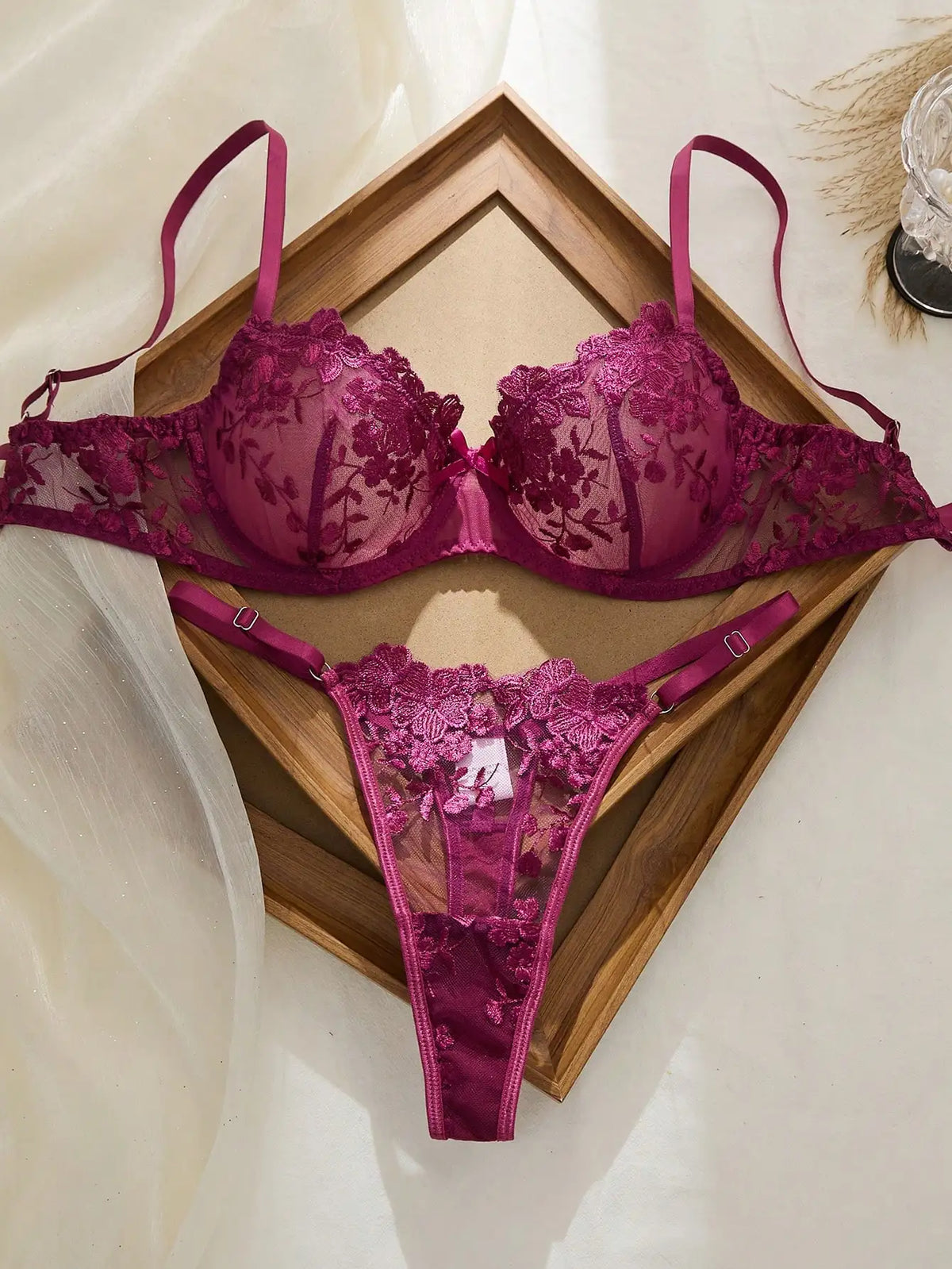 Mesh Floral Lace Lingerie Set