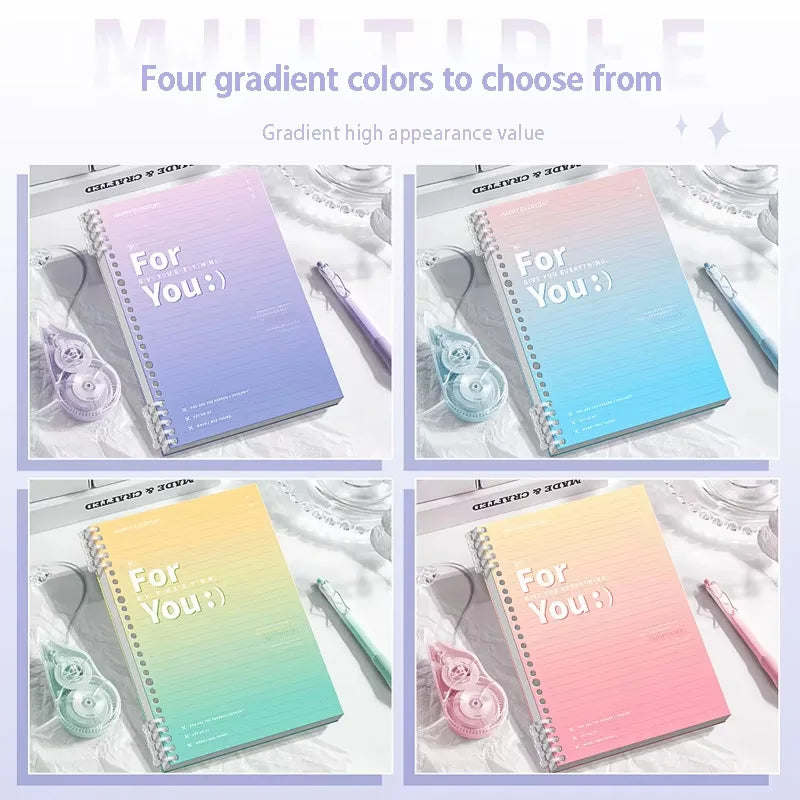 Little Fresh B5 Loose-leaf Notebook Gradient Detachable Thickened Notebook Binder Lined Book Spiral Note Book School Supplies