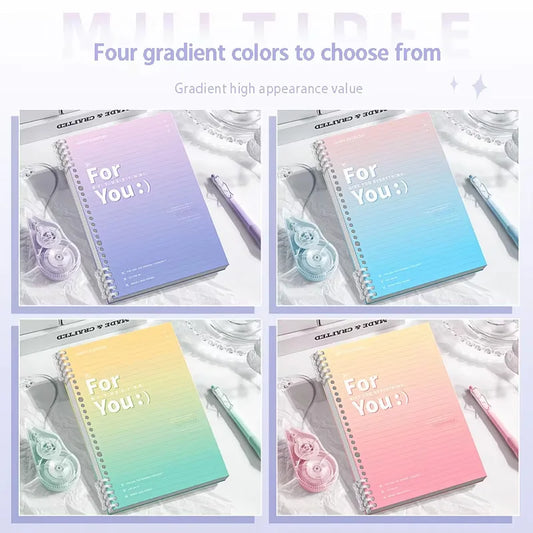 Little Fresh B5 Loose-leaf Notebook Gradient Detachable Thickened Notebook Binder Lined Book Spiral Note Book School Supplies