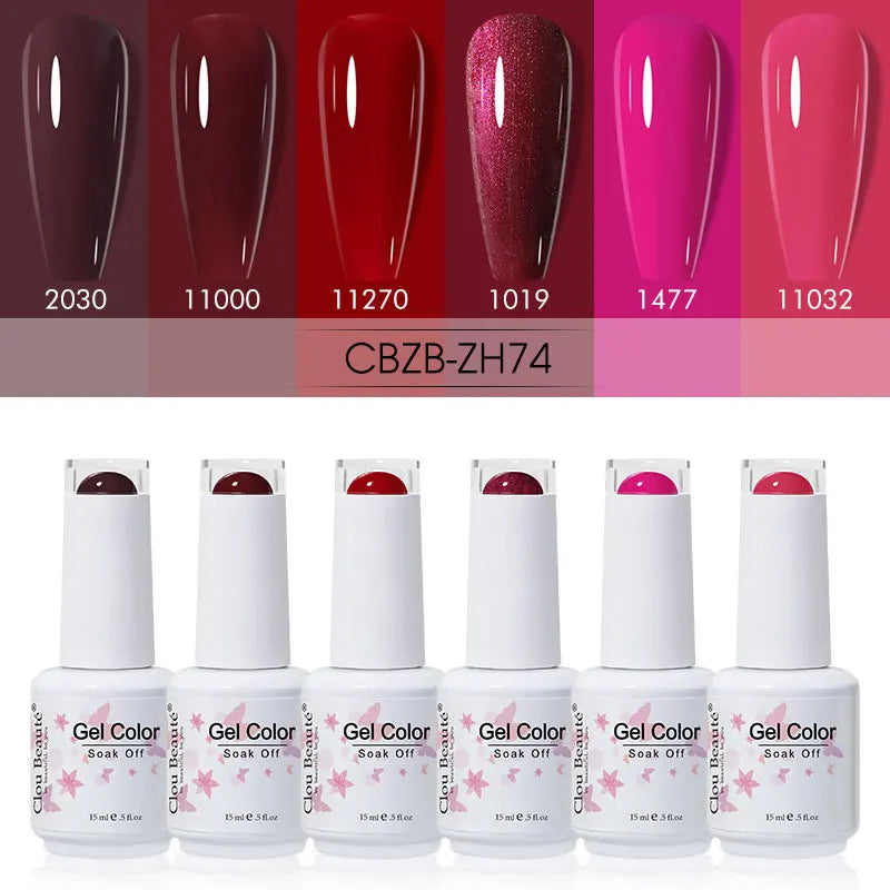 Clou Beaute 6/8pcs 15ml UV Nail Gel Colors Polish Set Summer Pretty Sugar Pink Red Neon Professional Nail Art Manicure Kit Gift