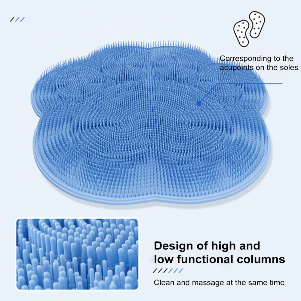 Bathing Foot Mat Home Bathroom Essential 30x30cm Soft Bristles Exfoliation Cleansing Shower Foot Mat with Suction Cup Design