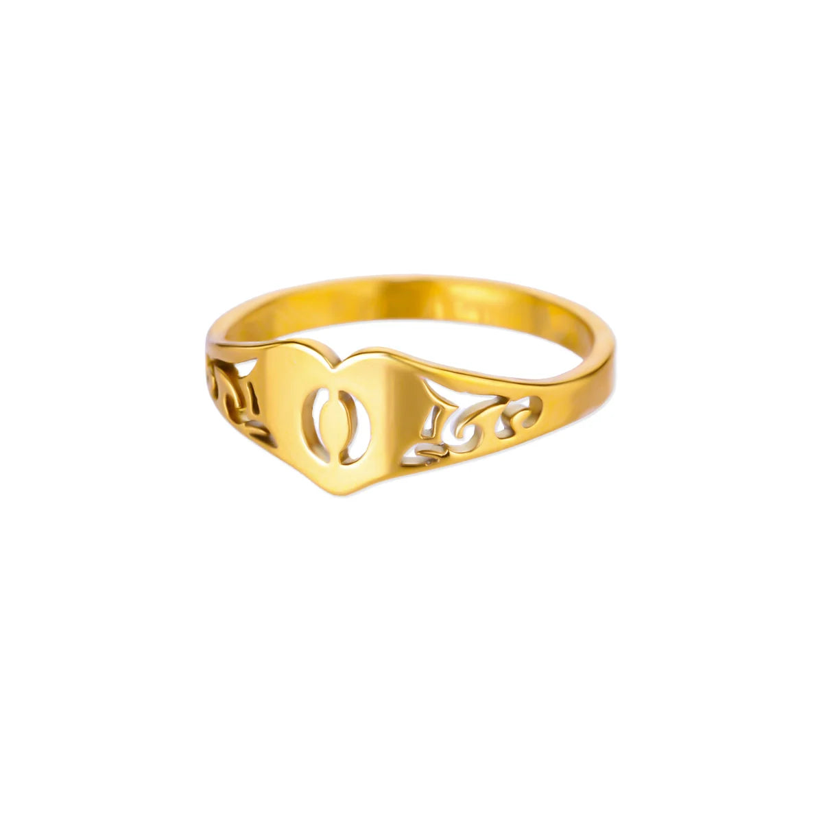Initial A-Z Letter Rings For Women Gold Color Stainless Steel Heart Alphabet Name Finger Ring Punk Birthday Jewelry Gift Femme